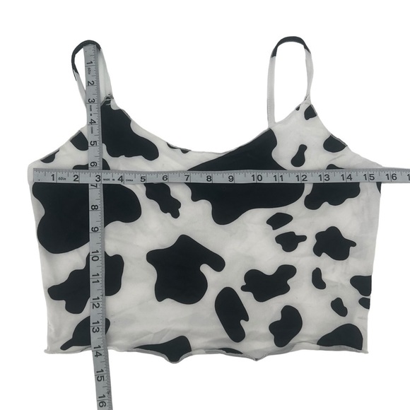 Cow Print Spaghetti Strap Crop Tank Top Size Large Women’s - Picture 4 of 5